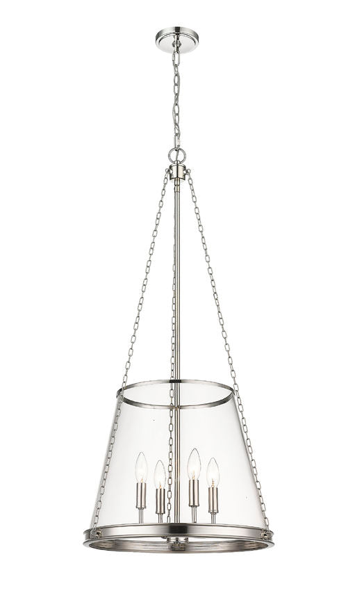 Z-Lite Prescott 18" 4-Light Polished Nickel Pendant Light With Clear Glass Shade