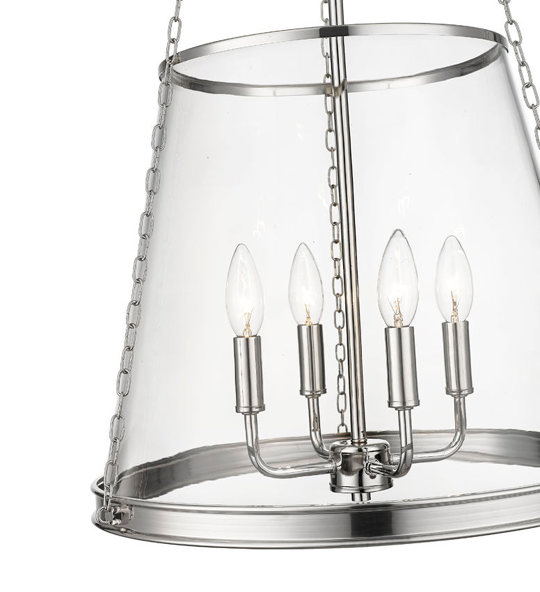 Z-Lite Prescott 18" 4-Light Polished Nickel Pendant Light With Clear Glass Shade