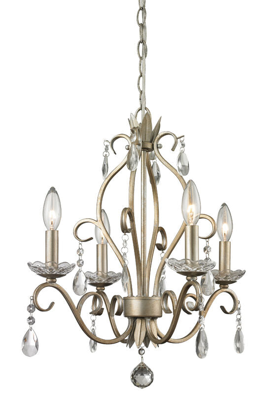 Z-Lite Princess Chandeliers 17" 4-Light Antique Silver Steel Chandelier