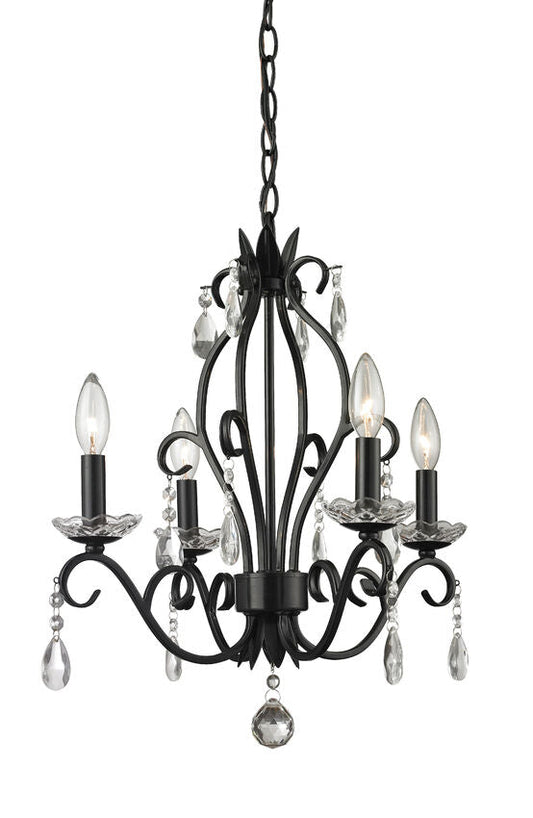 Z-Lite Princess Chandeliers 17" 4-Light Matte Black Steel Chandelier