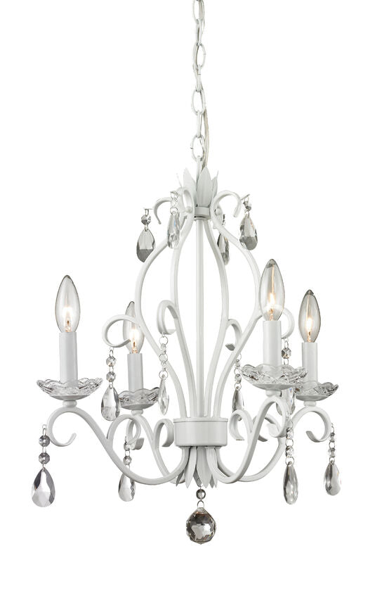 Z-Lite Princess Chandeliers 17" 4-Light Matte White Steel Chandelier