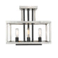 Z-Lite Quadra 12" 4-Light Brushed Nickel and Black Steel Semi Flush Mount