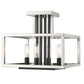 Z-Lite Quadra 12" 4-Light Brushed Nickel and Black Steel Semi Flush Mount