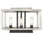 Z-Lite Quadra 13" 4-Light Brushed Nickel and Black Steel Flush Mount Lighting