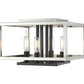 Z-Lite Quadra 13" 4-Light Brushed Nickel and Black Steel Flush Mount Lighting