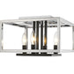 Z-Lite Quadra 13" 4-Light Chrome and Black Steel Flush Mount Lighting