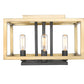 Z-Lite Quadra 13" 4-Light Olde Brass and Bronze Steel Flush Mount Lighting