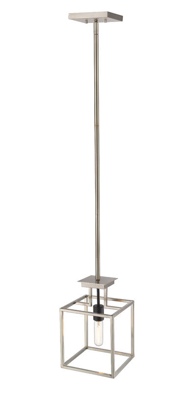 Z-Lite Quadra 8" 1-Light Brushed Nickel and Black Steel Mini Pendant Light