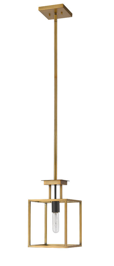 Z-Lite Quadra 8" 1-Light Olde Brass and Bronze Steel Mini Pendant Light