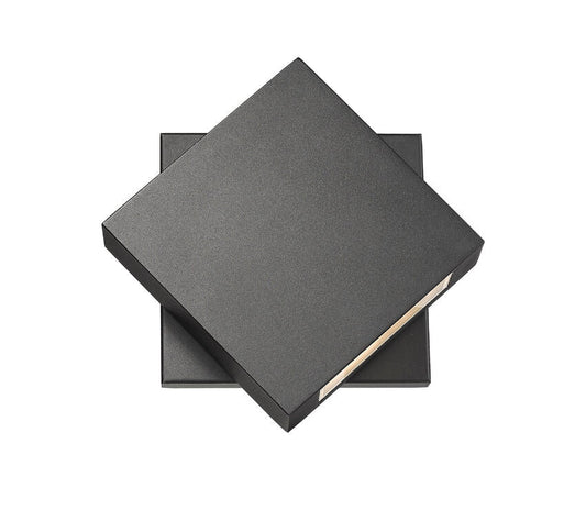 Z-Lite Quadrate 10" 1-Light LED Black Outdoor Wall Sconce With Sandblast Glass Shade