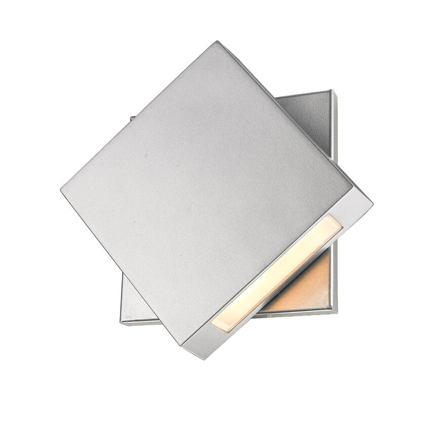 Z-Lite Quadrate 10" 1-Light LED Silver Outdoor Wall Sconce With Sandblast Glass Shade