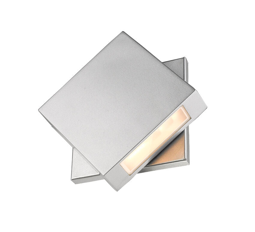 Z-Lite Quadrate 10" 1-Light LED Silver Outdoor Wall Sconce With Sandblast Glass Shade