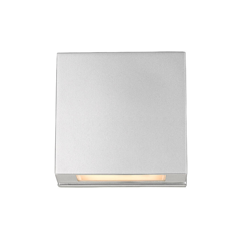 Z-Lite Quadrate 10" 1-Light LED Silver Outdoor Wall Sconce With Sandblast Glass Shade