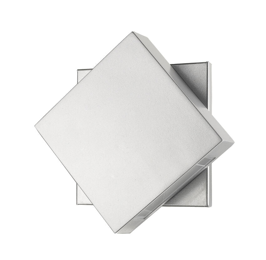 Z-Lite Quadrate 10" 1-Light LED Silver Outdoor Wall Sconce With Sandblast Glass Shade