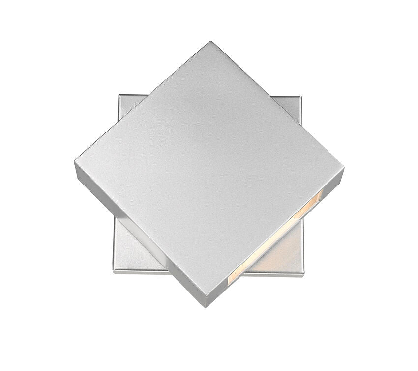 Z-Lite Quadrate 10" 1-Light LED Silver Outdoor Wall Sconce With Sandblast Glass Shade