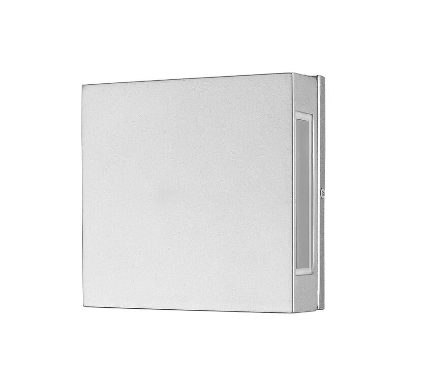 Z-Lite Quadrate 10" 2-Light LED Silver Outdoor Wall Sconce With Sandblast Glass Shade