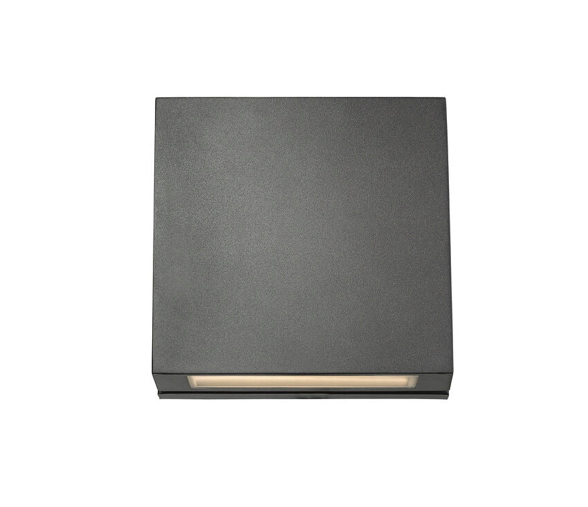 Z-Lite Quadrate 11" 2-Light LED Black Outdoor Wall Sconce With Sandblast Glass Shade