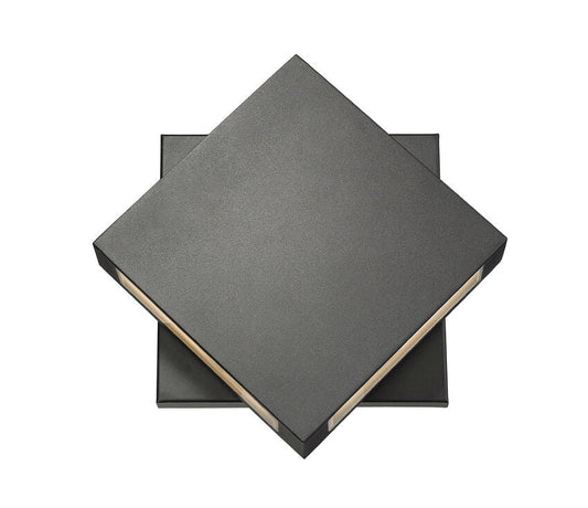 Z-Lite Quadrate 11" 2-Light LED Black Outdoor Wall Sconce With Sandblast Glass Shade