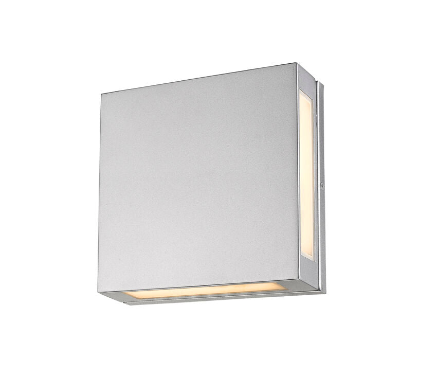 Z-Lite Quadrate 11" 2-Light LED Silver Outdoor Wall Sconce With Sandblast Glass Shade