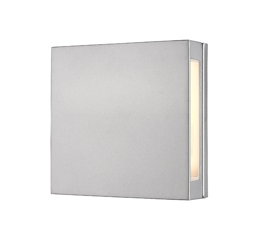 Z-Lite Quadrate 11" 2-Light LED Silver Outdoor Wall Sconce With Sandblast Glass Shade