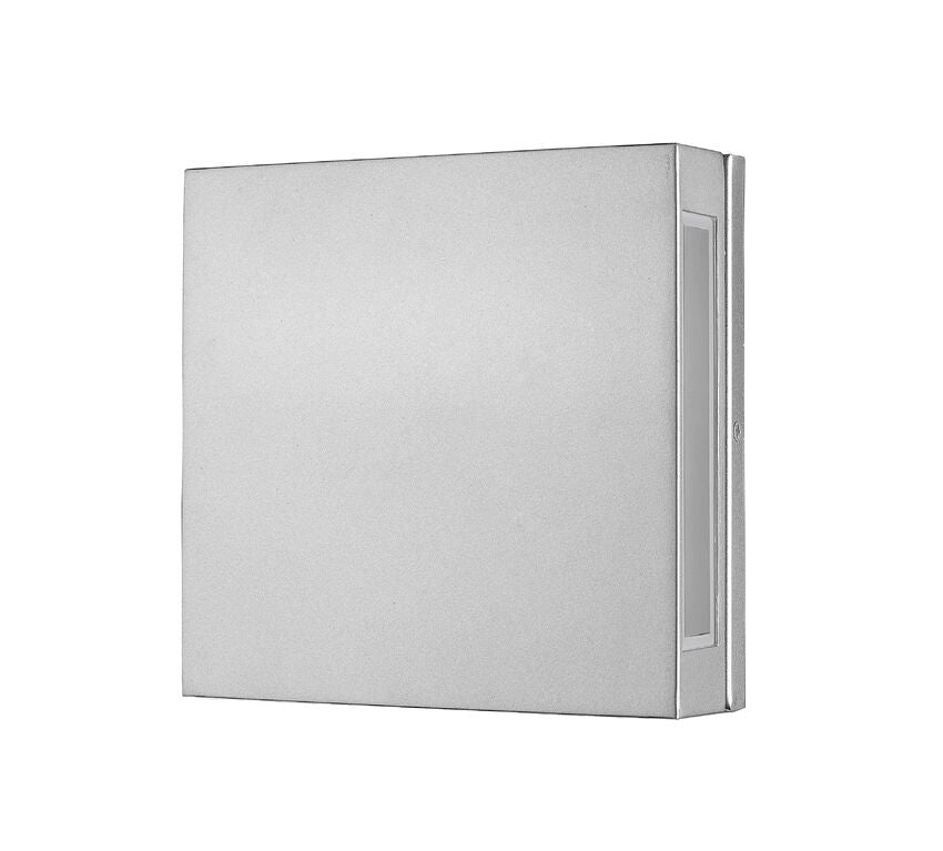 Z-Lite Quadrate 11" 2-Light LED Silver Outdoor Wall Sconce With Sandblast Glass Shade