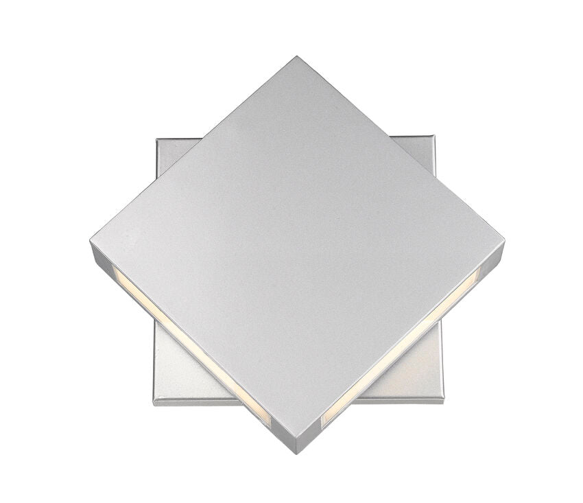 Z-Lite Quadrate 11" 2-Light LED Silver Outdoor Wall Sconce With Sandblast Glass Shade