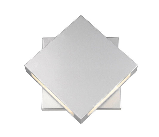 Z-Lite Quadrate 11" 2-Light LED Silver Outdoor Wall Sconce With Sandblast Glass Shade