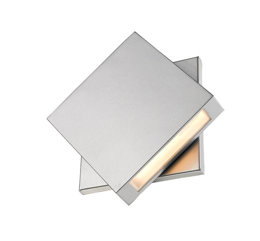 Z-Lite Quadrate 12" 1-Light LED Silver Outdoor Wall Sconce With Sandblast Glass Shade