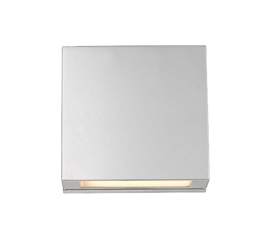 Z-Lite Quadrate 12" 1-Light LED Silver Outdoor Wall Sconce With Sandblast Glass Shade