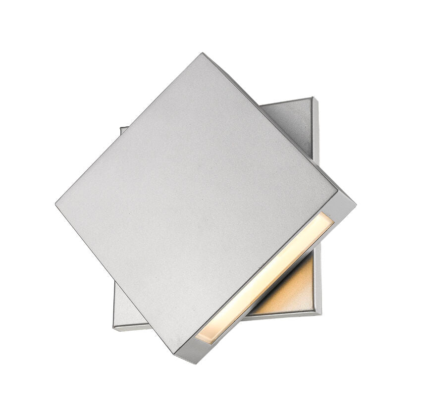 Z-Lite Quadrate 12" 1-Light LED Silver Outdoor Wall Sconce With Sandblast Glass Shade