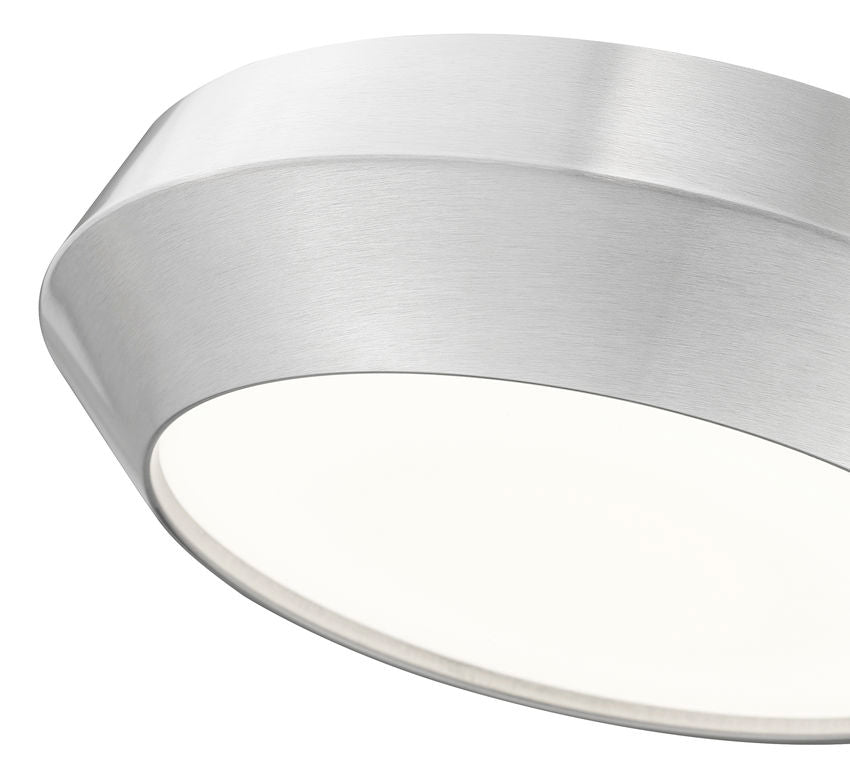 Z-Lite Quasars 12" 1-Light LED-Integrated Brushed Nickel Steel Frame White Acrylic Shade Flush Mount Lighting