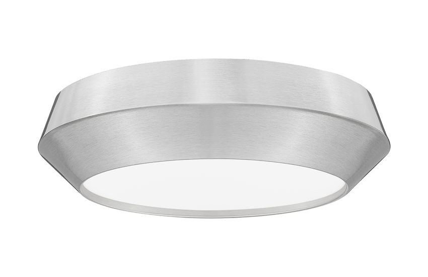 Z-Lite Quasars 12" 1-Light LED-Integrated Brushed Nickel Steel Frame White Acrylic Shade Flush Mount Lighting