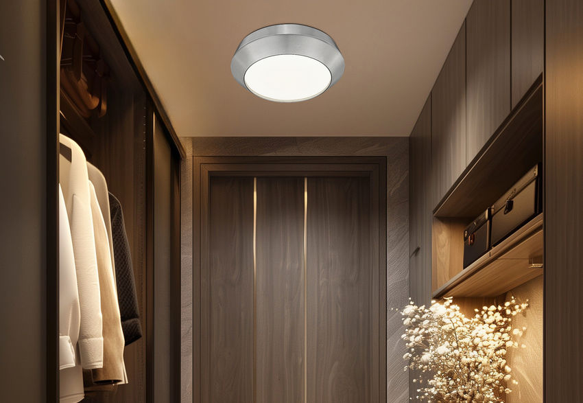 Z-Lite Quasars 12" 1-Light LED-Integrated Brushed Nickel Steel Frame White Acrylic Shade Flush Mount Lighting