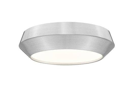 Z-Lite Quasars 12" 1-Light LED-Integrated Brushed Nickel Steel Frame White Acrylic Shade Flush Mount Lighting