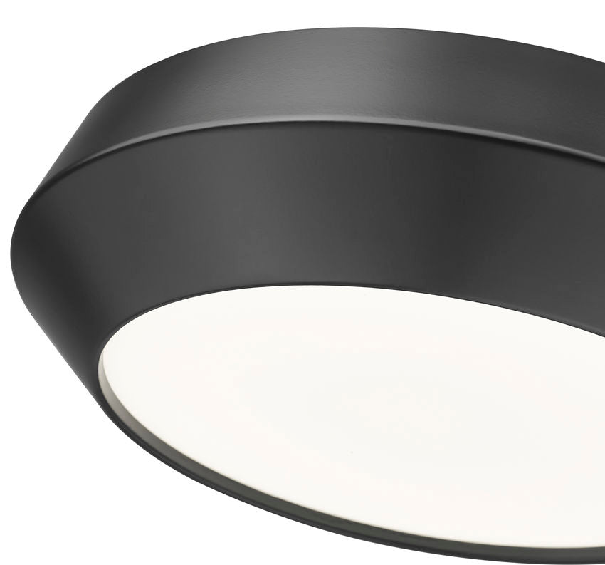 Z-Lite Quasars 12" 1-Light LED-Integrated Matte Black Steel Frame White Acrylic Shade Flush Mount Lighting
