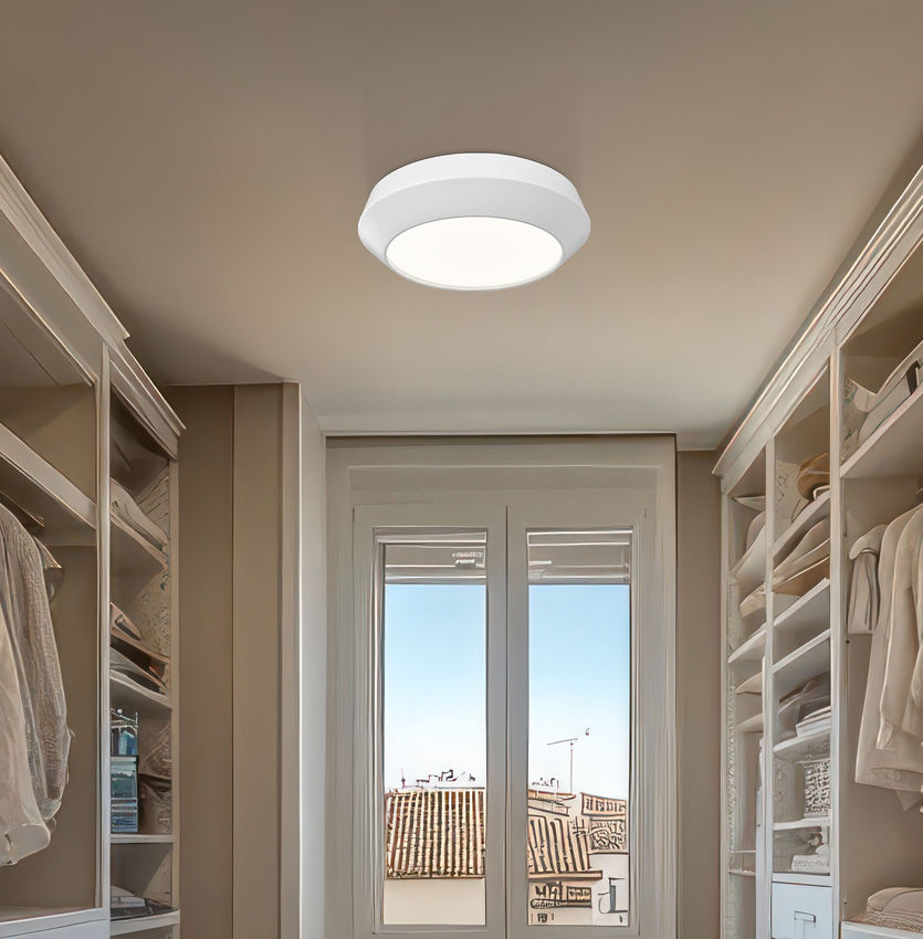 Z-Lite Quasars 12" 1-Light LED-Integrated Matte White Steel Frame White Acrylic Shade Flush Mount Lighting