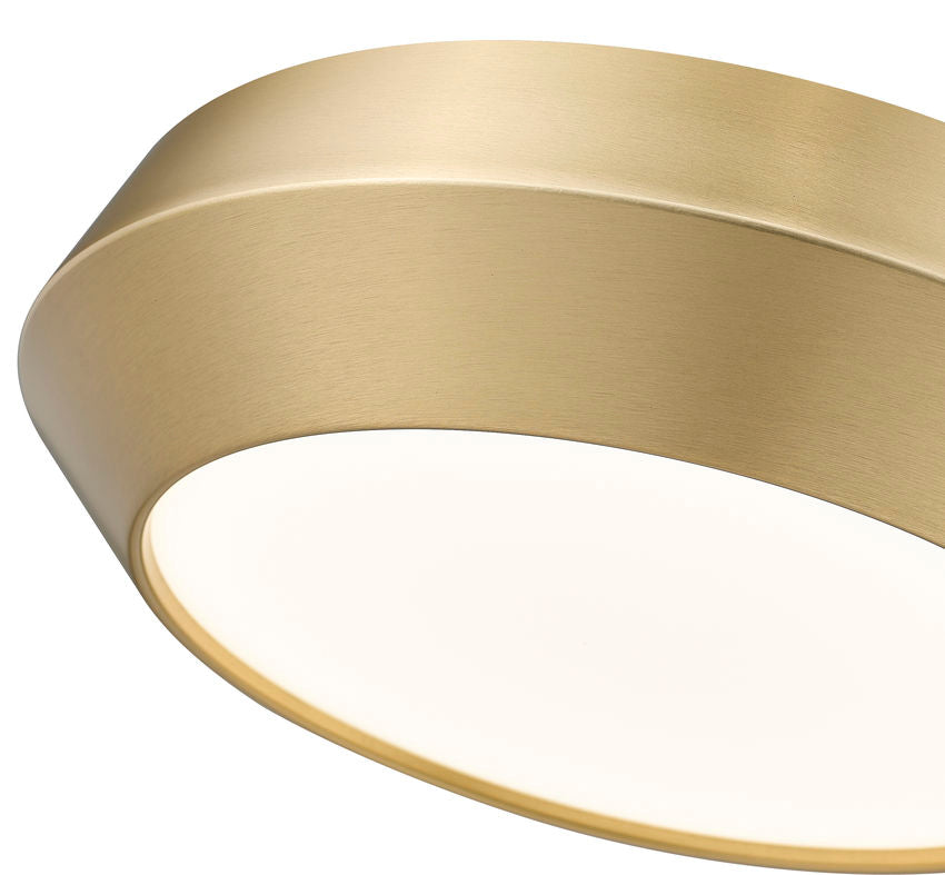 Z-Lite Quasars 12" 1-Light LED-Integrated Modern Gold Steel Frame White Acrylic Shade Flush Mount Lighting