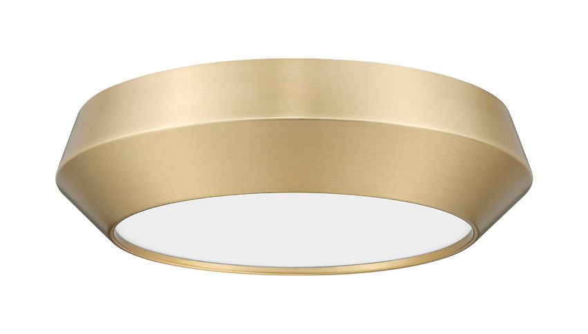 Z-Lite Quasars 12" 1-Light LED-Integrated Modern Gold Steel Frame White Acrylic Shade Flush Mount Lighting