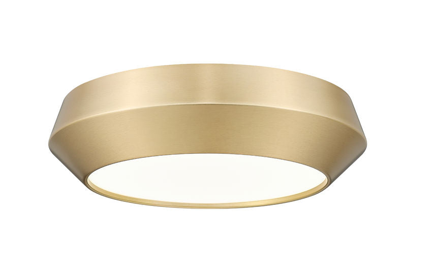 Z-Lite Quasars 12" 1-Light LED-Integrated Modern Gold Steel Frame White Acrylic Shade Flush Mount Lighting