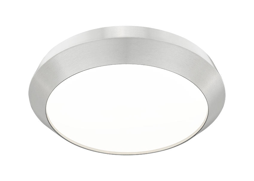 Z-Lite Quasars 16" 1-Light LED-Integrated Brushed Nickel Steel Frame White Acrylic Shade Flush Mount Lighting