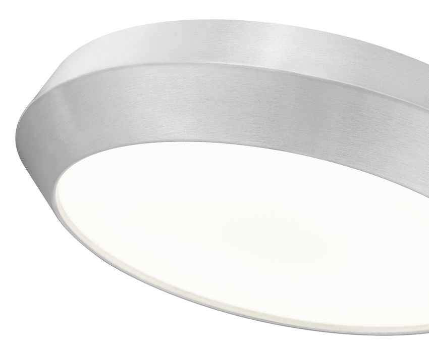 Z-Lite Quasars 16" 1-Light LED-Integrated Brushed Nickel Steel Frame White Acrylic Shade Flush Mount Lighting