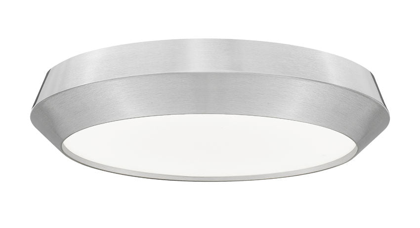 Z-Lite Quasars 16" 1-Light LED-Integrated Brushed Nickel Steel Frame White Acrylic Shade Flush Mount Lighting