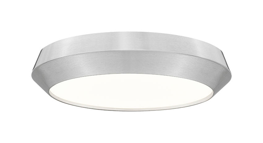 Z-Lite Quasars 16" 1-Light LED-Integrated Brushed Nickel Steel Frame White Acrylic Shade Flush Mount Lighting