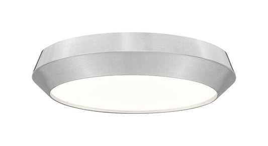 Z-Lite Quasars 16" 1-Light LED-Integrated Brushed Nickel Steel Frame White Acrylic Shade Flush Mount Lighting