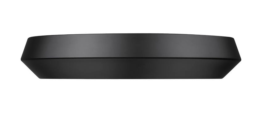 Z-Lite Quasars 16" 1-Light LED-Integrated Matte Black Steel Frame White Acrylic Shade Flush Mount Lighting