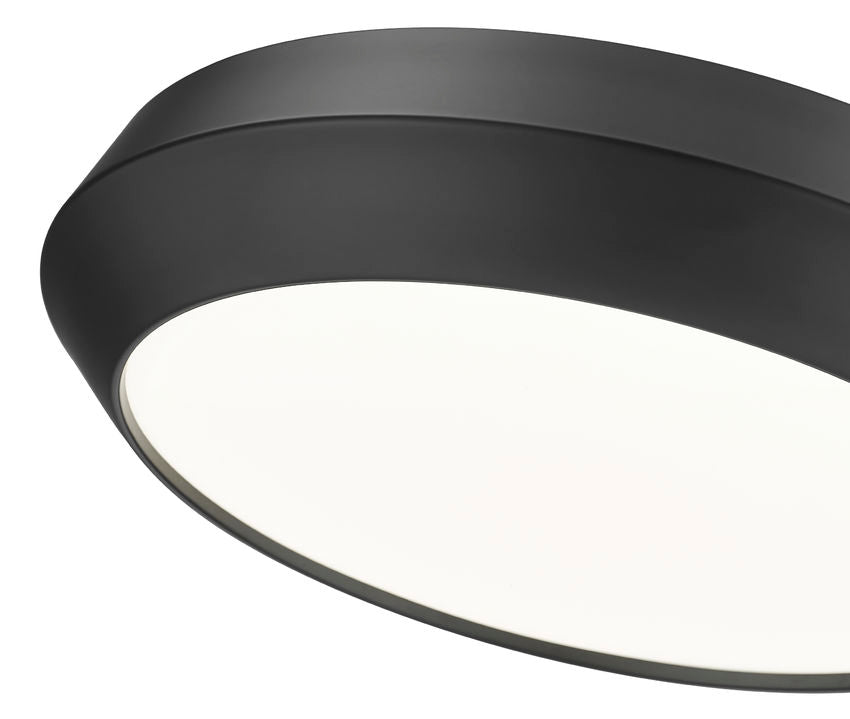 Z-Lite Quasars 16" 1-Light LED-Integrated Matte Black Steel Frame White Acrylic Shade Flush Mount Lighting