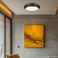 Z-Lite Quasars 16" 1-Light LED-Integrated Matte Black Steel Frame White Acrylic Shade Flush Mount Lighting