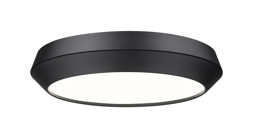 Z-Lite Quasars 16" 1-Light LED-Integrated Matte Black Steel Frame White Acrylic Shade Flush Mount Lighting