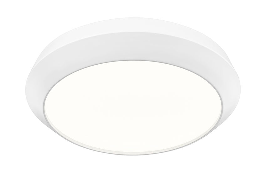 Z-Lite Quasars 16" 1-Light LED-Integrated Matte White Steel Frame White Acrylic Shade Flush Mount Lighting