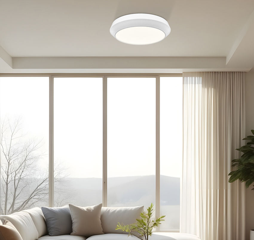 Z-Lite Quasars 16" 1-Light LED-Integrated Matte White Steel Frame White Acrylic Shade Flush Mount Lighting